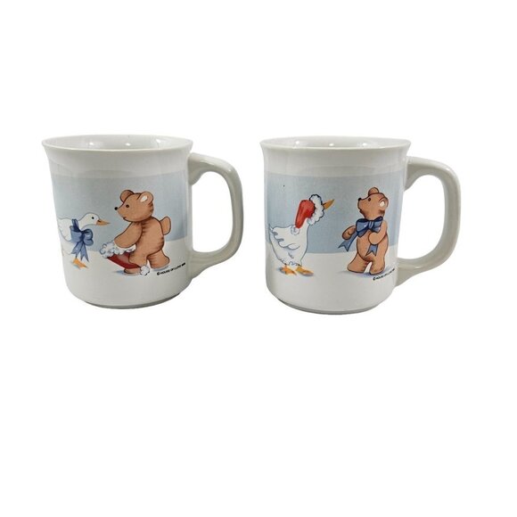 House of Lloyd Goose Bearies Teddy Bear & Goose  in the Snow Ceramic Cup Mugs - Picture 1 of 15